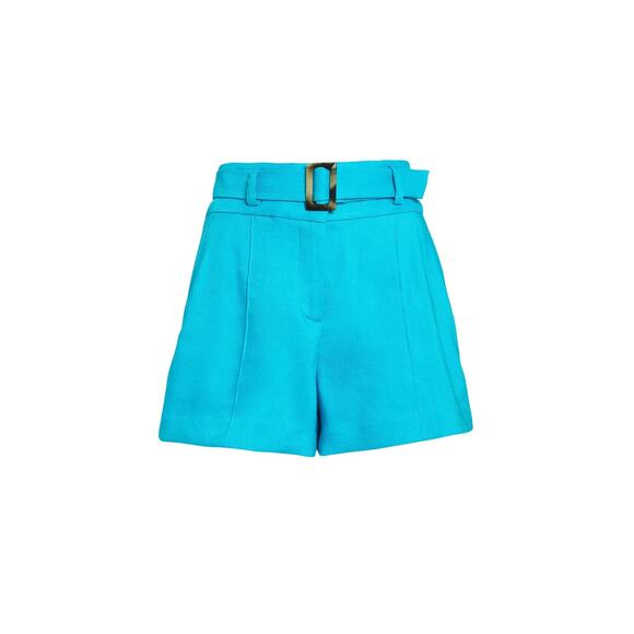 VERONICA BEARD Makayla Belted Linen Shorts Turquoise Blue Size 6 - Picture 4 of 10